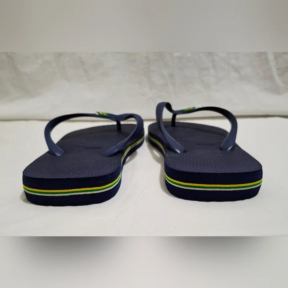 Havaianas Women's Brazil Logo Navy Flip Flops Size 9.5 To 10 41-42 - Picture 4 of 8